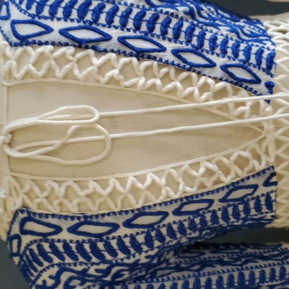 Free People Blue and Cream Mini Dress - Picture 10 of 13